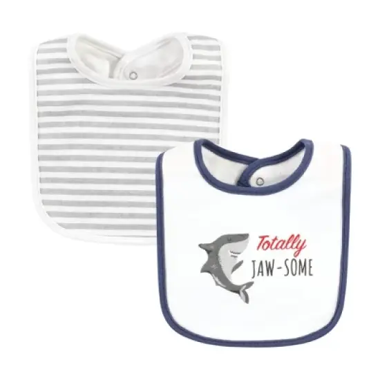 Hudson Baby Infant Boy Cotton Bibs, Boy Whale Shark, One Size image {4}