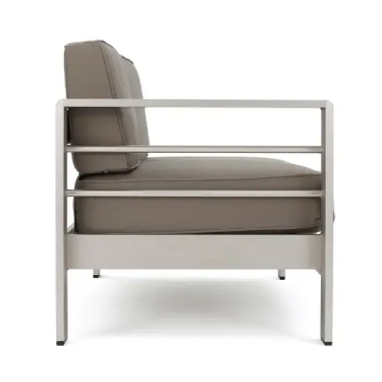 Salome 4pc Fabric Patio Chat Set - Khaki - Christopher Knight Home image {4}