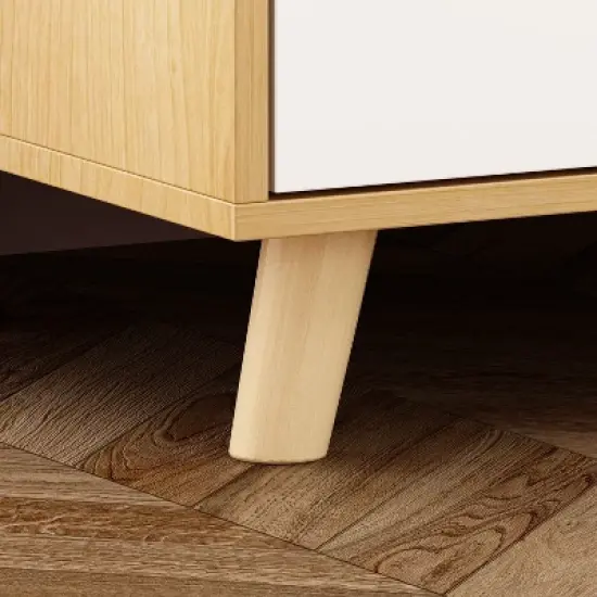 Famapy Baby Changing Table With leather Pulls Large Worktop Three Drawers Rich Storage Space Storage Cabinet image {7}