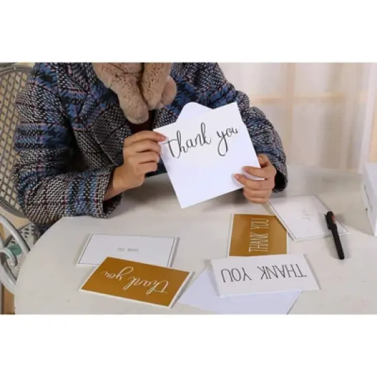 48 Pcs Thank You Cards Bulk Set, Black & Gold Thank You Notes with Envelopes image {3}