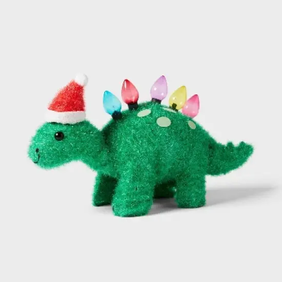 15" Incandescent Tinsel Dinosaur with Santa Hat Christmas Novelty Sculpture Light - Wondershop&trade; image {2}