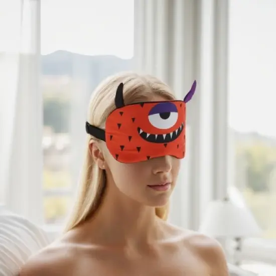 Unique Bargains Soft Sleep Mask Cartoon Monsters Orange 1 Pc image {1}