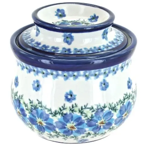 Blue Rose Polish Pottery 1512 Zaklady French Butter Dish image {7}