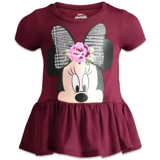 Disney Minnie Mouse Girls Peplum T-Shirt and Leggings Outfit Set Toddler to Little Kid image {1}