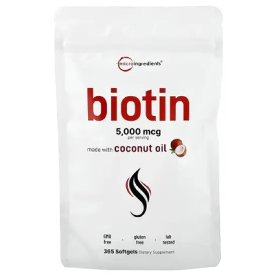 Micro Ingredients Biotin, 5,000 mcg, 365 Softgels image {2}