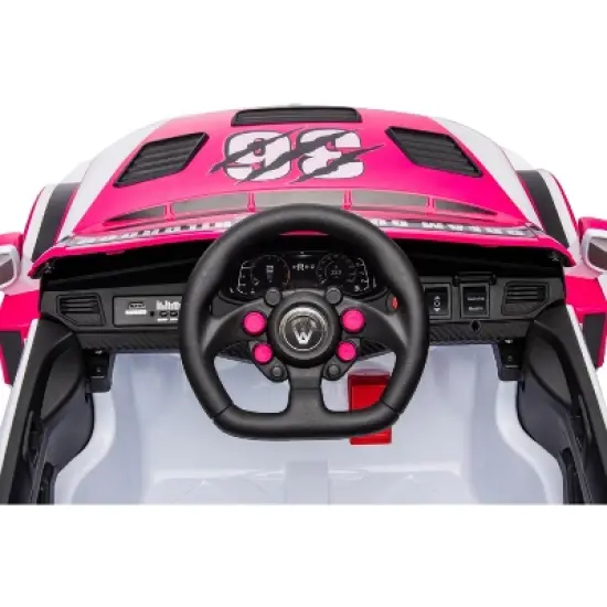 12V 20W*2 Kids Ride-On Sports Car, Racing Style Electric Toy Vehicle with Remote Control, LED Lights, Music, Seat Belt & Shock Absorbers image {2}