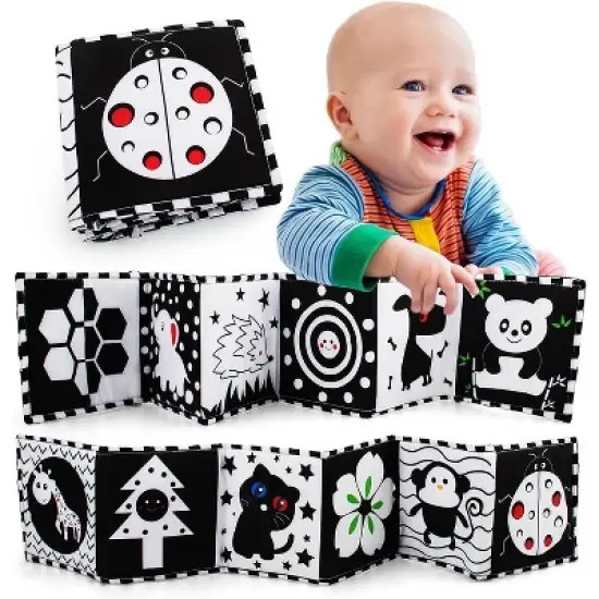 Black and White Baby Toys, Tummy Time High Contrast Newborn Toys 0-3 Months, Visual Stimulation Montessori Sensory Toy image {6}