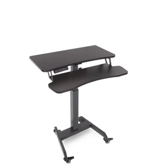 Cruizer Premier Electric Height Adjustable Mobile Podium with Keyboard Tray &ndash; Black &ndash; Stand Steady image {1}