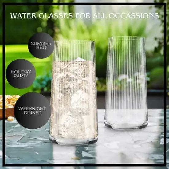 Artland Soho Optic 14.5 oz Double Old Fashion & 17.5oz Highball Glasses, 8-Piece Set, Modern Design Barware Glasses, Elegant Durable & Stylish Bar image {3}