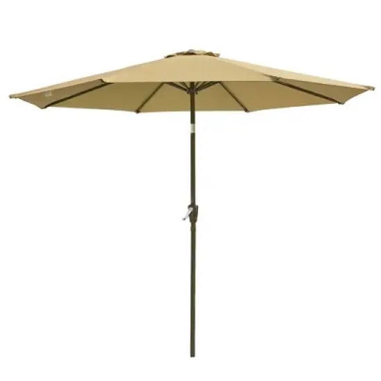Yescom 9ft UV50+ Fade Resistant New OLEFIN Outdoor Patio Umbrella 8 Rib Crank Tilt Beach Market Table Water Repellent Brown image {9}