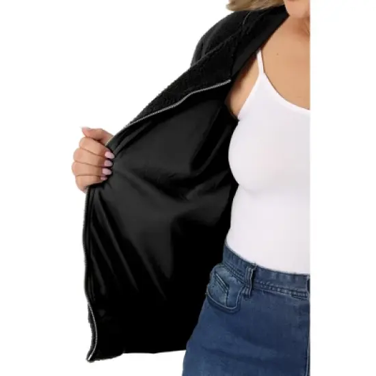 Agnes Orinda Women's Plus Size Shearling Fluffy Fuzzy Long Sleeve Zip Up Fleece Jackets image {4}