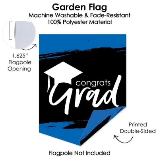 Big Dot of Happiness Blue Grad - Best is Yet to Come - Outdoor Home Decorations - Double-Sided Royal Blue Graduation Party Garden Flag - 12 x 15.25 in image {2}