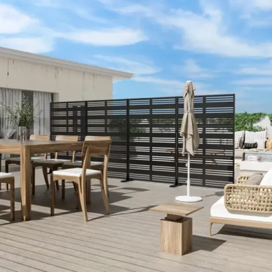 47-inches W x 72-inches H Black Galvanized Sheet Screen Outdoor and lndoor Divider for Balcony Patio Garden Room Divider (Shutter-B) image {4}