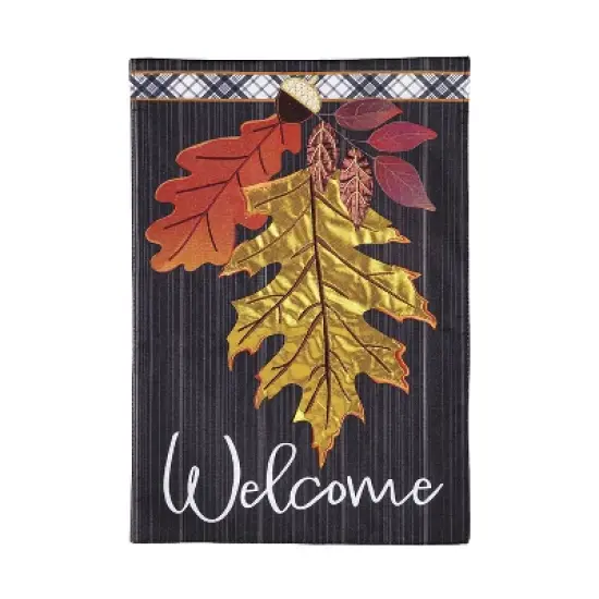 Welcome Autumn Leaves Garden Linen Flag image {4}