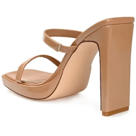 Journee Collection Womens Naivee Tru Comfort Foam Open Square Toe Platform Heel Sandals Mocha 10 image {6}