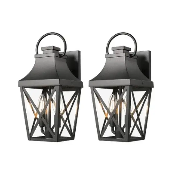 Gulches Outdoor Wall Lights - Matte Black Sconces with Clear Glass for Porch, Balcony, Patio, and Garage (Single & 2 Pack Options) image {13}