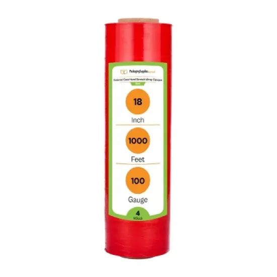 PSBM 4 Rolls Dark Red Hand Pallet Stretch Wrap, 18 in. x 1000 Ft. x 100 Gauge image {7}