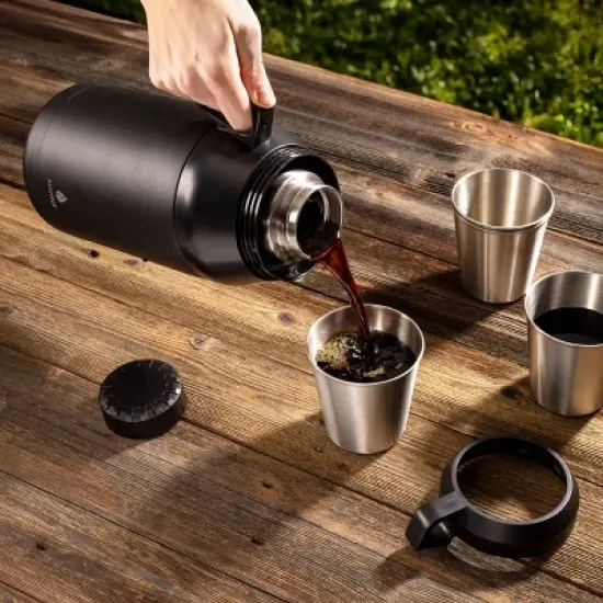 Manna 64oz Stack Growler Black: Insulated Stainless Steel Water Bottle for Hot & Cold Beverages, Double-Wall Construction image {7}