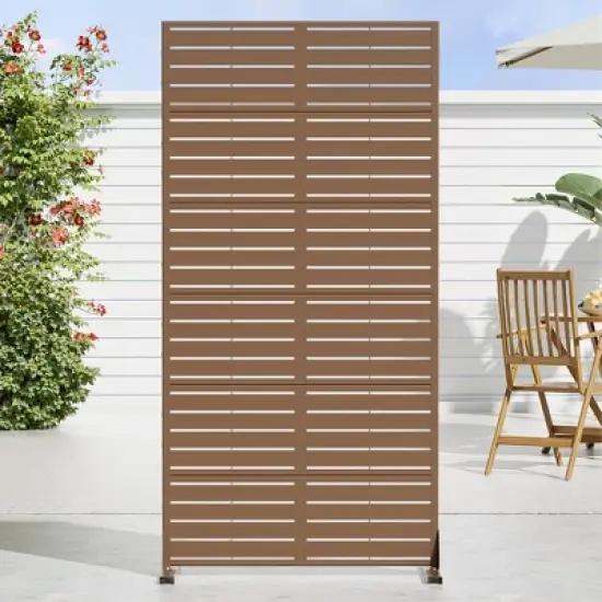 72" H&times;35"W Dovelina Gray Outdoor Freestanding Metal Privacy Screen Decorative Garden Fence image {1}