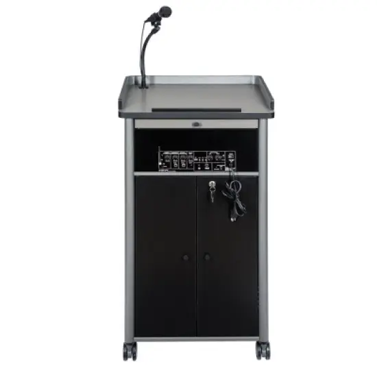 Greystone Lectern with Sound Lecture Podium Charcoal Slate - Hampden Furnishings image {3}