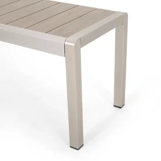 GDFStudio Crested Bay Outdoor Aluminum and Faux Wood Bench image {7}