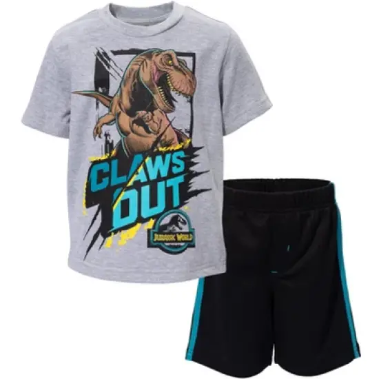 Jurassic World Dinosaur Athletic Graphic T-Shirt Mesh Shorts Outfit Set Toddler image {10}