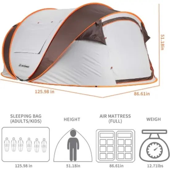 MaseiKar Camping Instant Pop Up Tent, 6 Person, Water Resistant Dome, Easy Setup for Camping Hiking and Outdoor, Portable with Carry Bag, 3 Season image {3}