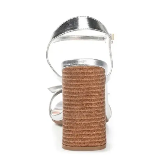 Journee Collection Womens Dianne Tru Comfort Foam Open Square Toe Stacked Heel Sandals Silver 12 image {2}