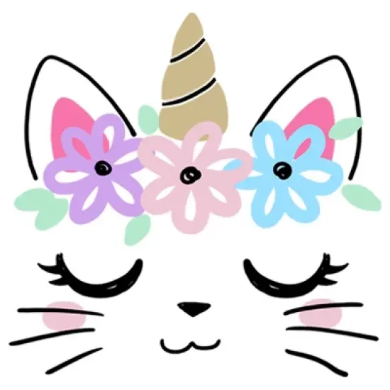 Girl's Lost Gods Kitty Unicorn with Flower Crown T-Shirt image {1}