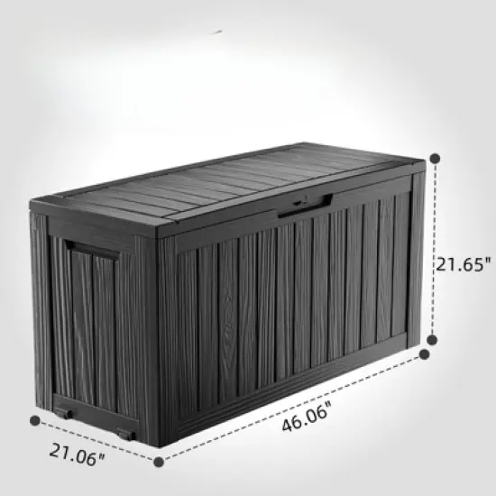 DSVIMOY Deck Boxes, 2-Piece 75 Gal Outdoor Storage Deck Box, Small Patio Storage Bin for Garden Tools, Black, 46.06"*21.06"*21.65" image {2}