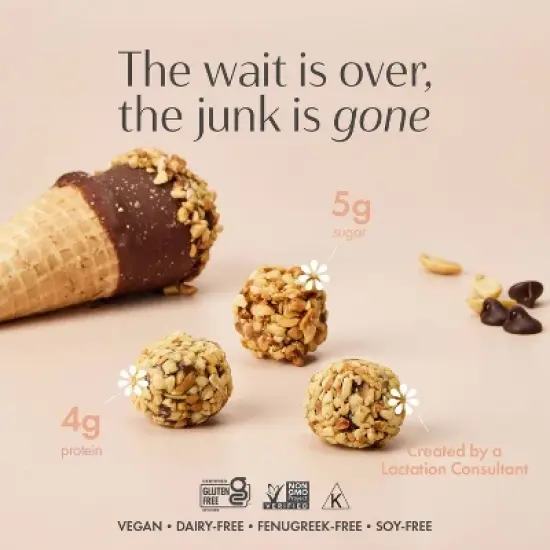 Boobie Lactation Oats Cookie Bites - Chocolate Peanut Cone - 6oz image {2}