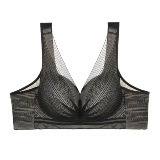 Agnes Orinda Women Plus Full Coverage Soft Cup Push-Up Lace Wireless Bras Lingerie image {4}