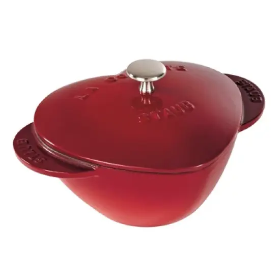 Staub Cast Iron 1.75-qt Heart Cocotte - Cherry image {7}