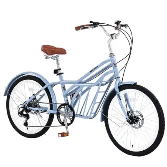 YONWAY 24 Inch Cruiser Bike, 6 Speeds Hybrid Bikes With Dual Disc Brake Suitable For Leisure Riding And Long-distance Commuting image {8}