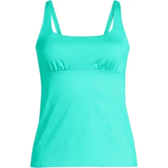 Lands' End Women's Square Neck Underwire Tankini Top Swimsuit Adjustable Straps image {9}