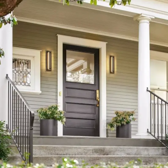 Rennnsan Brilore 17"H Hardwired Rectangle Modern LED Dimmable Outdoor Wall Sconce in Black image {6}