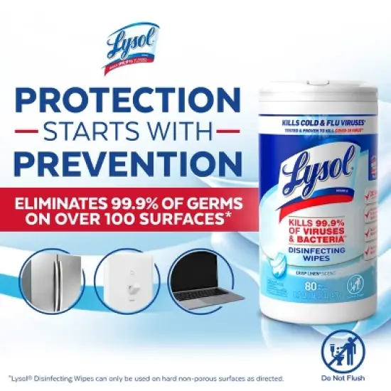 Lysol Crisp Linen Disinfecting Wipes - 80ct image {8}