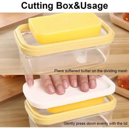 Acekool Rectangular Butter Dish with Cutter, Temperature Resistant, Easy Slice Butter Container, 200g Baking Storage Solution image {2}