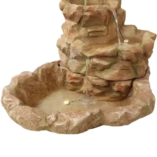 Sunnydaze 41"H Electric Fiberglass Stone Springs Outdoor Water Fountain with LED Lights image {4}