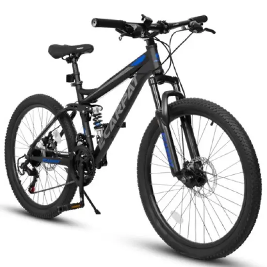 Aukfa 27.5 Inch Full Suspension Mountain Bike - Dual Shock Absorbers, 21-Speed Gears, Mechanical Disc Brakes - Unisex Adult Bike image {7}