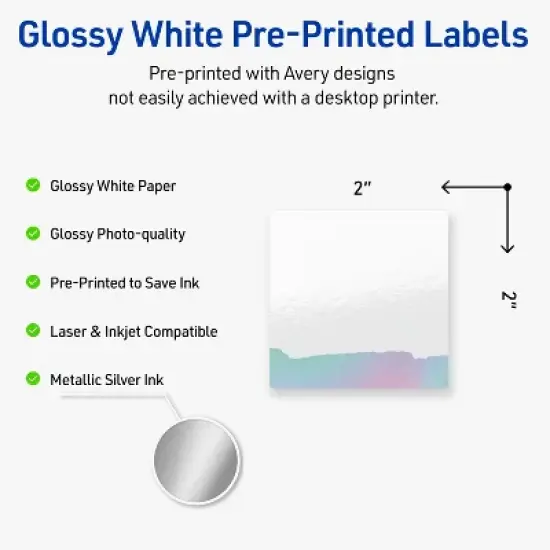 Avery Square Labels, Watercolors Design, 2" x 2", 120ct image {1}