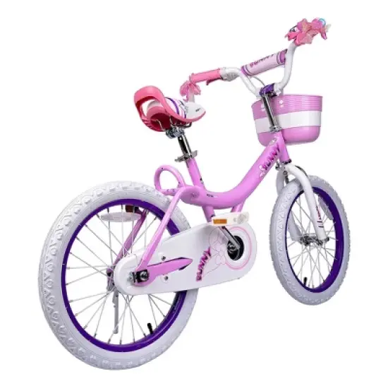 RoyalBaby Bunny Kids Bike w/Enclosed Chain Guard, Kickstand, Adjustable Seat and Handlebars, Basket, Bell & Tool Kit for Ages 5 to 9, Pink image {2}