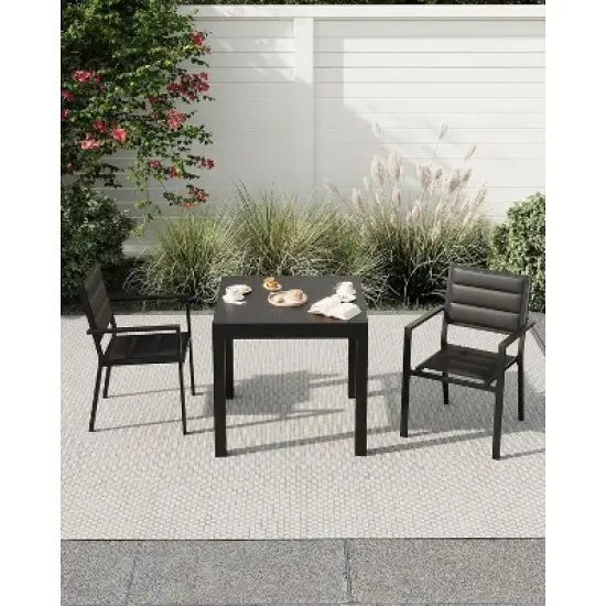 Set of 2 Aluminum Stackable Patio Chairs &ndash; Outdoor Dining Chairs with Breathable Textilene Fabric for Deck, Backyard, and Garden image {6}