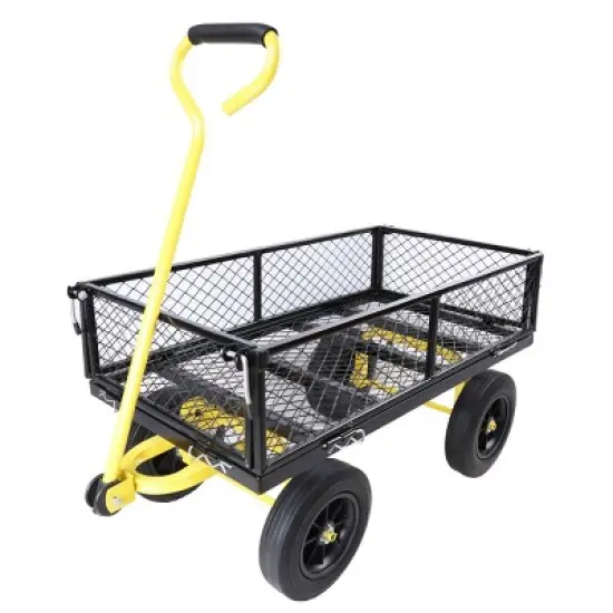 YONWAY Heavy Duty 660 Lbs Capacity Mesh Steel Garden Cart Folding Utility Wagon with Removable Sides10 inch Tire image {12}