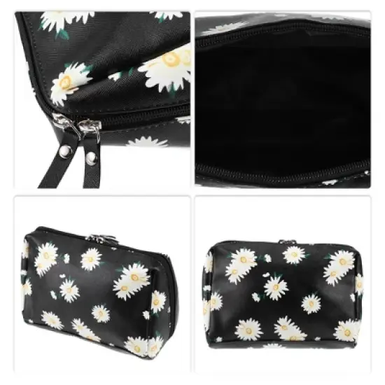 Unique Bargains Women's Floral PVC Portable Small Makeup Bag 1 Pc image {2}