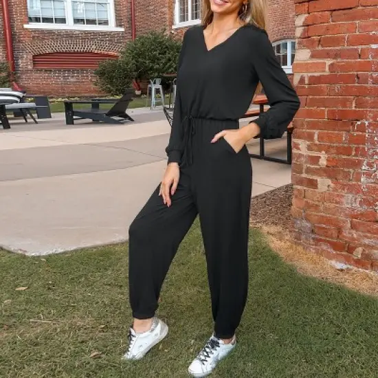 Women's Cutout V-Neck Jogger Jumpsuit - Cupshe image {2}