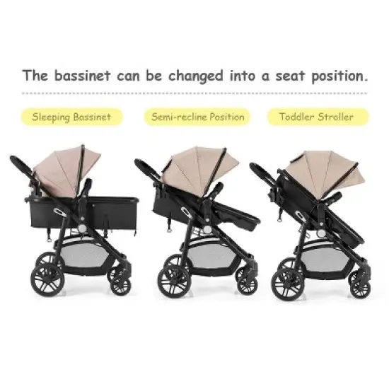 Infans Foldable Baby Stroller Kids Travel Newborn Infant Buggy Pushchair Coffee image {3}