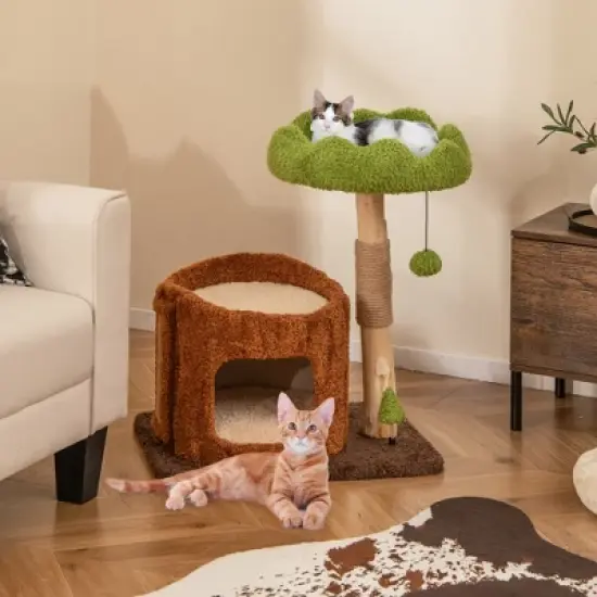 Tangkula Multifunctional Cat Tree w/ Sisal Covered Scratching Posts Top Perch Modern image {1}
