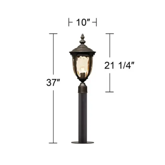 John Timberland Outdoor Post Light Fixture LED Veranda Bronze 37" Clear Hammered Glass for Exterior House Porch Patio Garden Yard image {4}