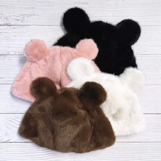Wrapables Faux Fur Fluffy Bear Ears Winter Beanie Hat, Brown image {5}
